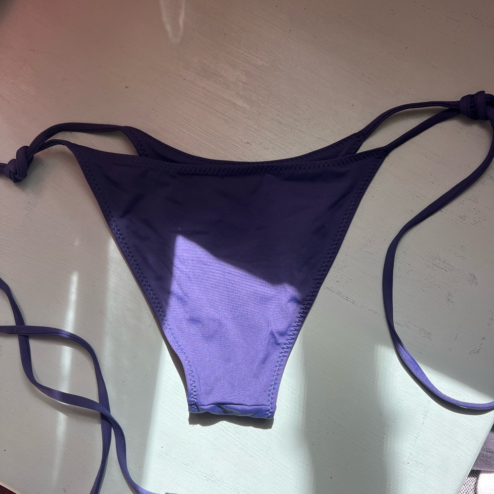 Frankie's Bikinis Deep Blue Tie-Side Bikini Bottom - Picture 2 of 5